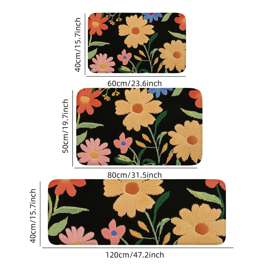 Jijihou Blumenteppich mit Frühlings- und Sommerblumen in Multicolor als Innentür matte für Küche und Bad - Bild 2