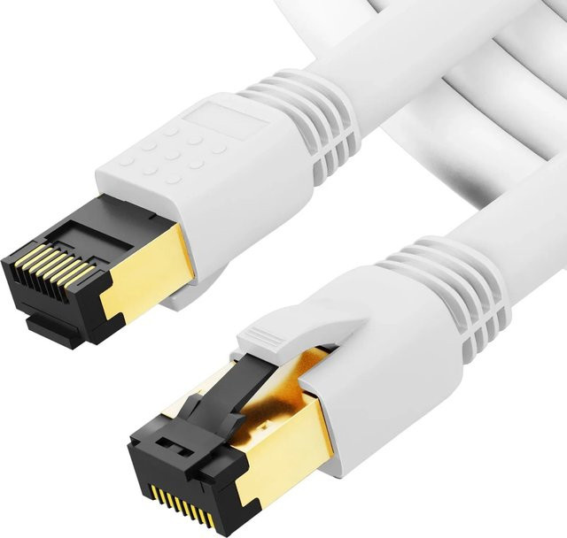 hb-digital Patchkabel CAT 8.1 LAN Kabel S/FTP RJ45 Weiß, Länge: 5 m - Bild 1