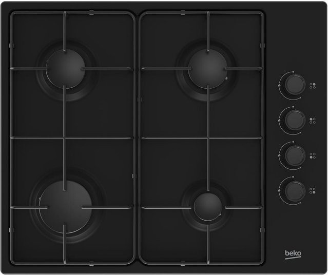 Beko Gasherd HIBG64120SB in Schwarz mit Glasoberfläche zum Einbau - Bild 1