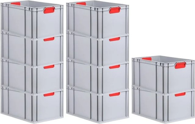 PROREGAL Spar Set 10x Eurobox Nextgen Color Transportboxen mit verstärktem Boden und Griffen, Farbe: Rot, H x B x T: 32 x 40 x 60 cm, 65 Liter - Bild 1