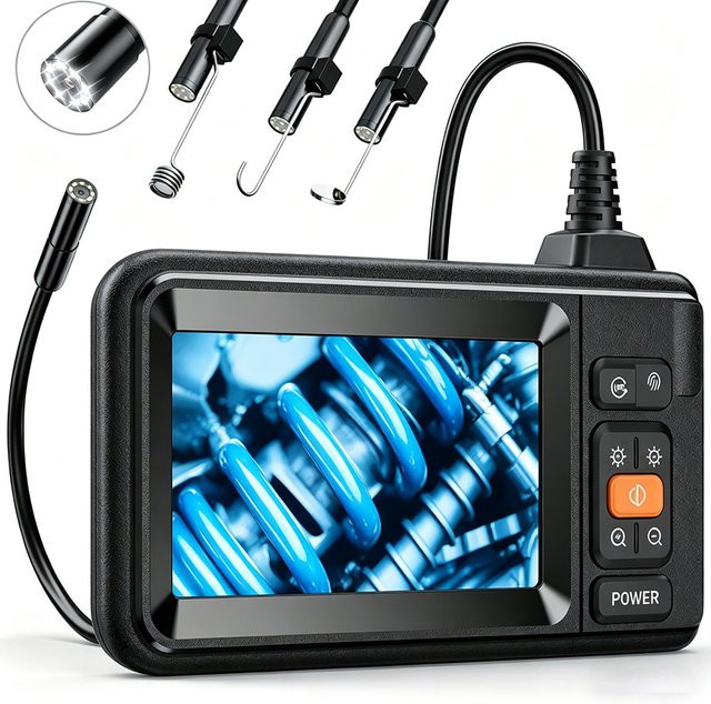 INSKAM Industrie-Endoskopkamera mit 4,3 Zoll Display, 1080P HD, 8-mm-Kamera mit Licht, IP67 wasserdicht, Schwarz - Bild 1