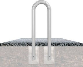 Schake Schutzbügel zum Einbetonieren in Weiß und Rot, Durchmesser: 76 mm, Breite: 400 mm, Höhe: 1150 mm - Bild 1