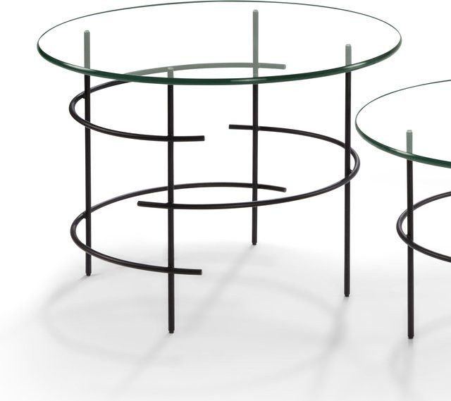 Couchtisch HASSE 8512SK-060RD in Schwarz und Transparent mit Klarglas und Metallgestell, rund, B/T/H: 46 x 46 x 46 cm - Bild 1
