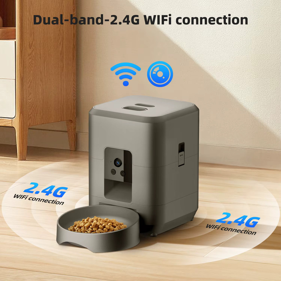 ZYfeeder Automatischer Futterspender mit Kamera und Wi-Fi für Katzen und Hunde, 2L, Schwarz/Grau - Bild 4