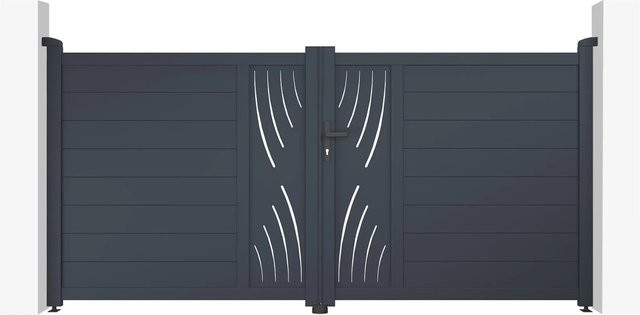 Casanoov Elektrisches Flügeltor Veleta aus Aluminium in Anthrazit und Grau mit Drehtorantrieb Ranger B150, B/H: 305 x 145 cm - Bild 1