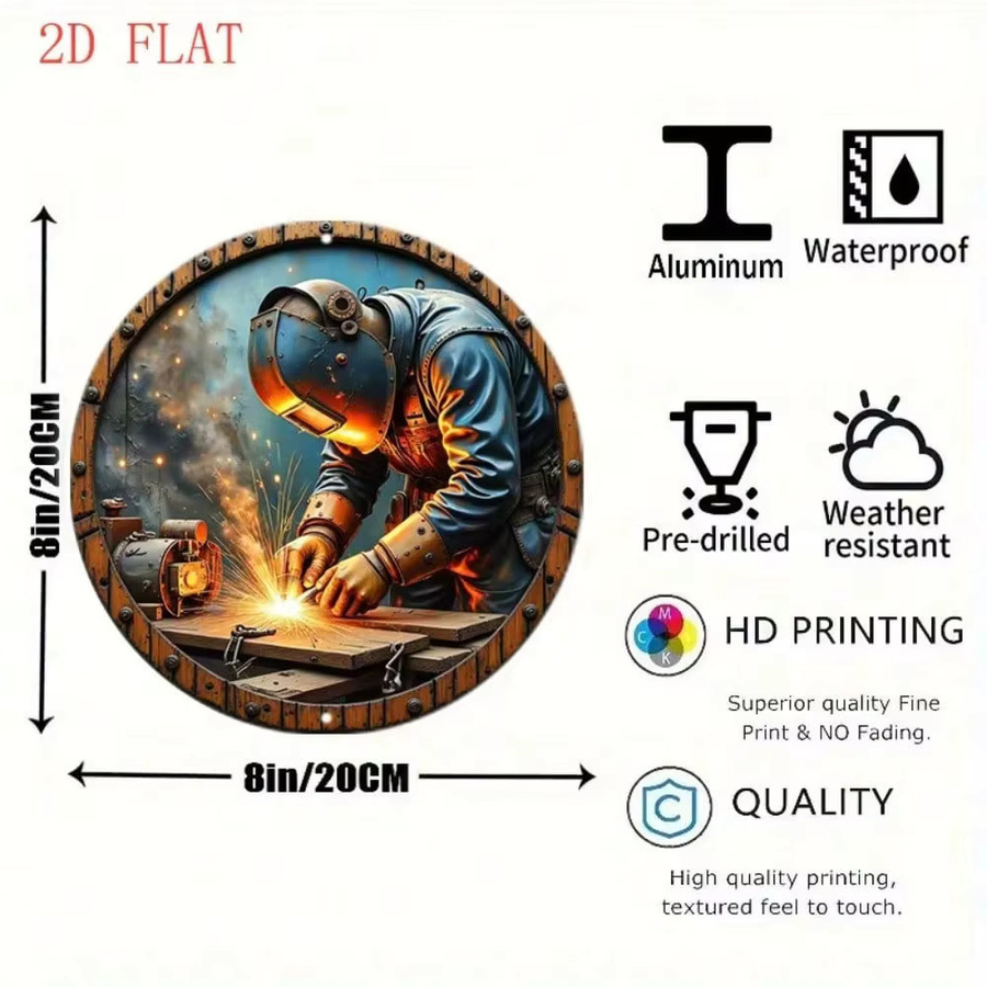 CIFBUY Runde Metall-Wandkunst im Industrial Farmhaus-Stil, Abstraktes Design, Mehrfarbig, Durchmesser: 20,32 cm - Bild 3