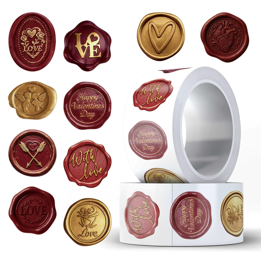 PickJoy Wachssiegel-Aufkleber Rollen Set in Multicolour, 500 Stück zur Dekoration von Geschenkverpackungen, Einladungskarten und Briefumschlägen - Bild 3