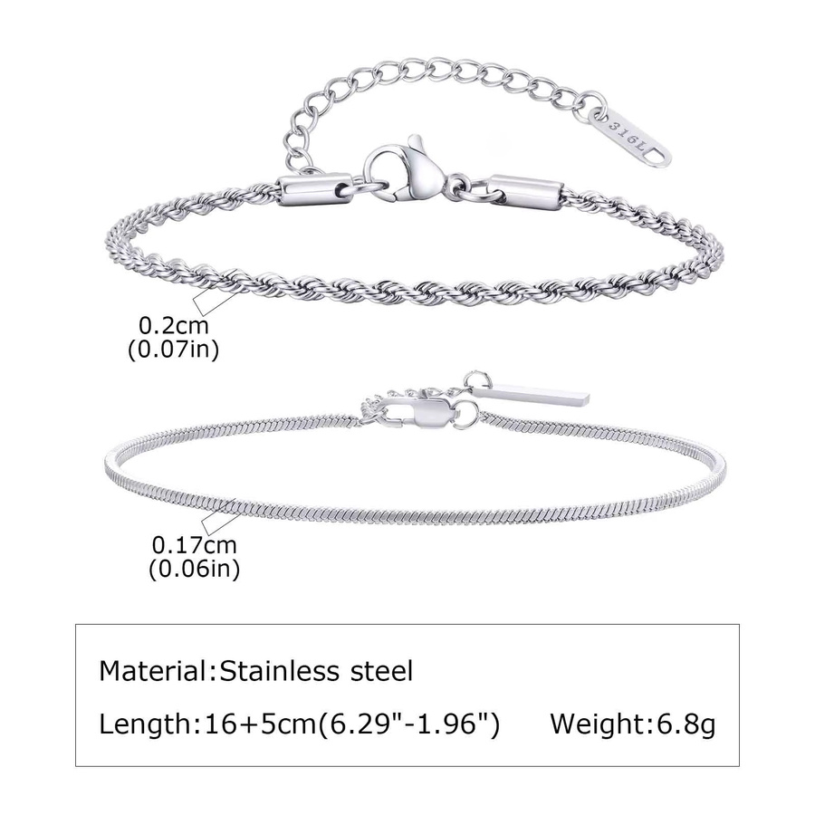 mprainbow Kettenarmband Edelstahl, Silber, Unisex - Bild 1