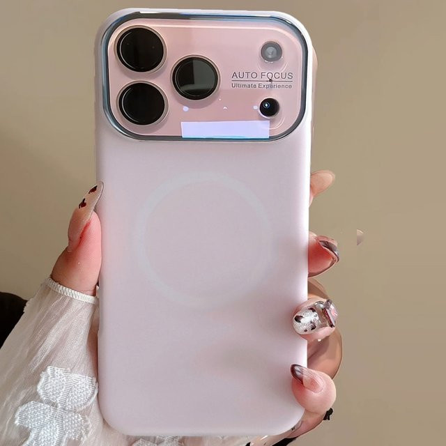 Candy Defender Luxuriöse Handyhülle mit großem Fenster in Pink, mattiert und magnetisch für MagSafe, kompatibel mit iPhone 17, 16, 15 und 14 Pro Max - Bild 1