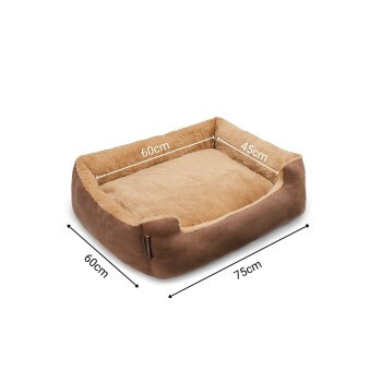 Lionto Hundebett Sofa mit Wendekissen in Braun und Beige, Größe L, mit abnehmbarem Bezug und rutschfester Unterseite - Bild 3