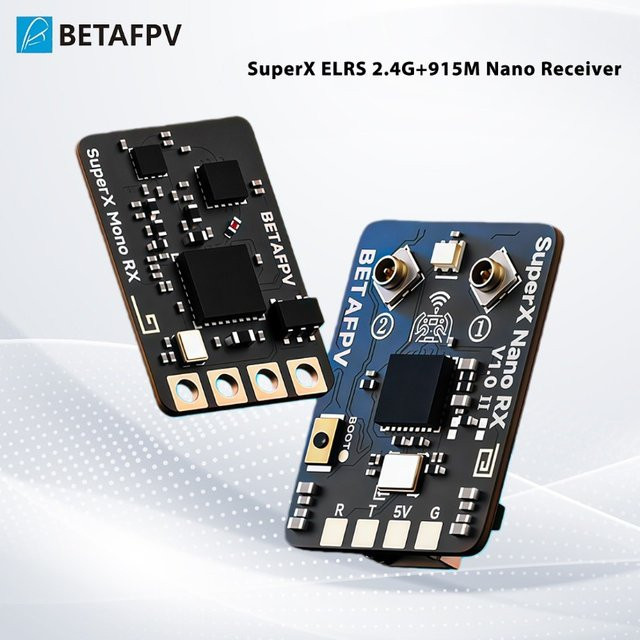 BETAFPV SuperX Dual-Band-Empfänger ELRS True Diversity GemX Gemini 2,4G+915M in Schwarz für RC FPV Langstrecken-Renndrohnen - Bild 1