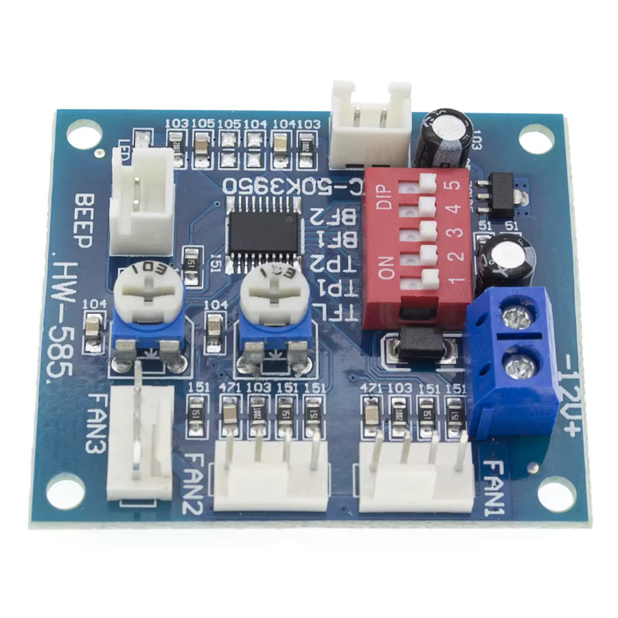 Buzzle PWM PC CPU Lüfter Temperaturregler mit Temperaturfühler, DC 12V 5A, Blau - Bild 3