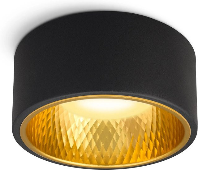 SSC-LUXon OLINO LED Aufbaustrahler Rund in Schwarz mit wechselbarer Front in Gold oder Silber, GX53 - Bild 1