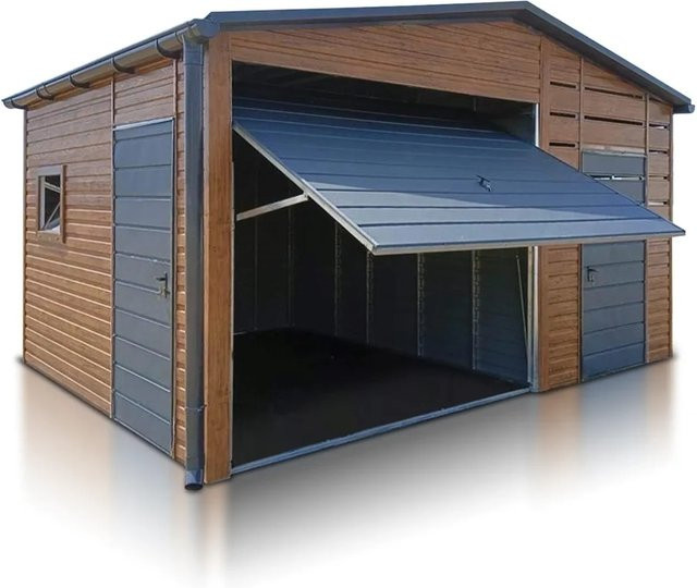 Liderstal Einzelgarage Premium aus Blech mit Carport und Dachrinne, B/T/H: 300 x 400 x 330 cm - Bild 1
