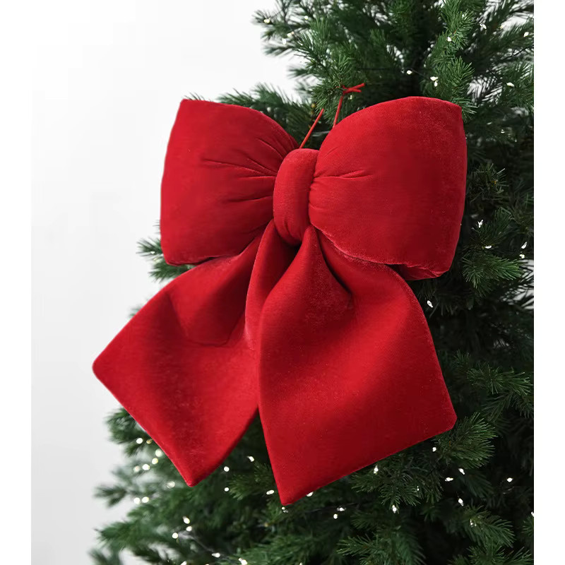 ZQNYCY Weihnachtsbaum Anhänger Rote Samtschleife als Weihnachtsdekoration und DIY-Ornament - Bild 2