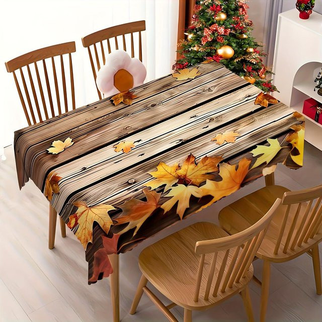 Wasserdichte und waschbare rechteckige Tischdecke mit Herbst-Ahornblatt-Design von JINGYUE Pet, B/T: 140 x 90 cm, Mehrfarbig - Bild 1