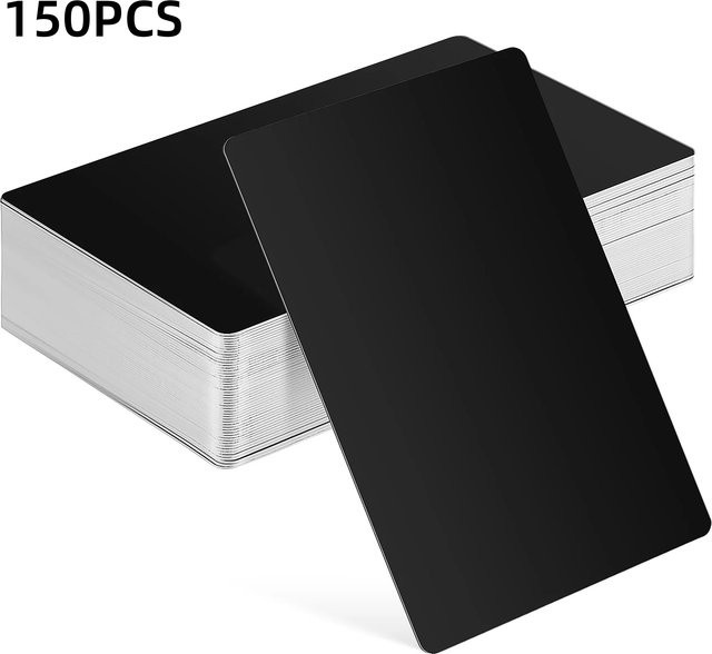 150 Stück Blanko Visitenkarten aus Aluminium in Schwarz für Laser-Gravur und DIY-Logo-Druck - Bild 1