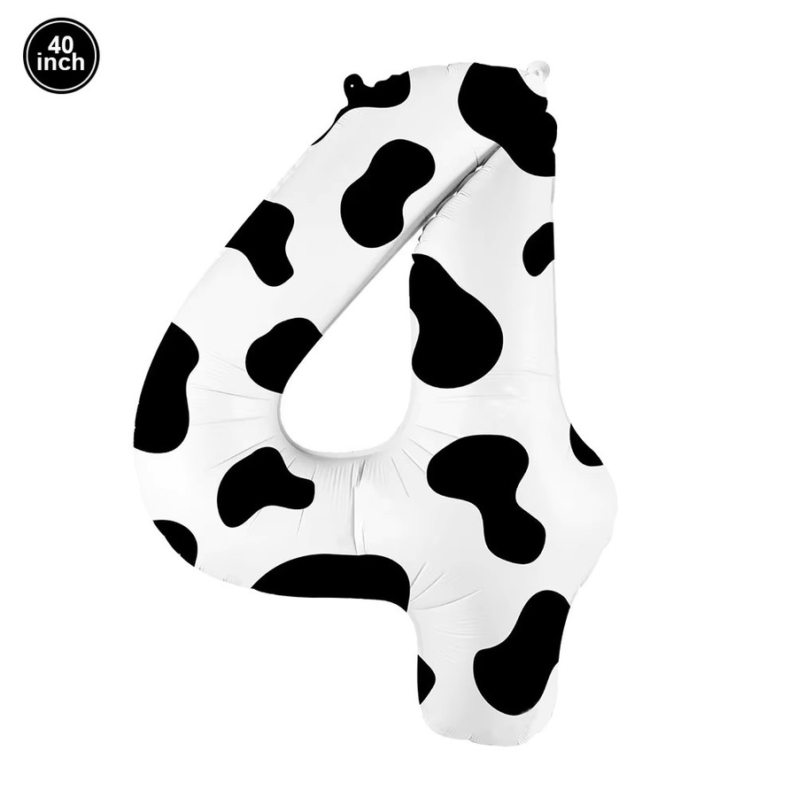 PartiesTour Kuhfell Folienballons für Geburtstagsdekoration mit Tierprint, Zahlen 1-9, Weiß, Höhe: 101,6 cm - Bild 4