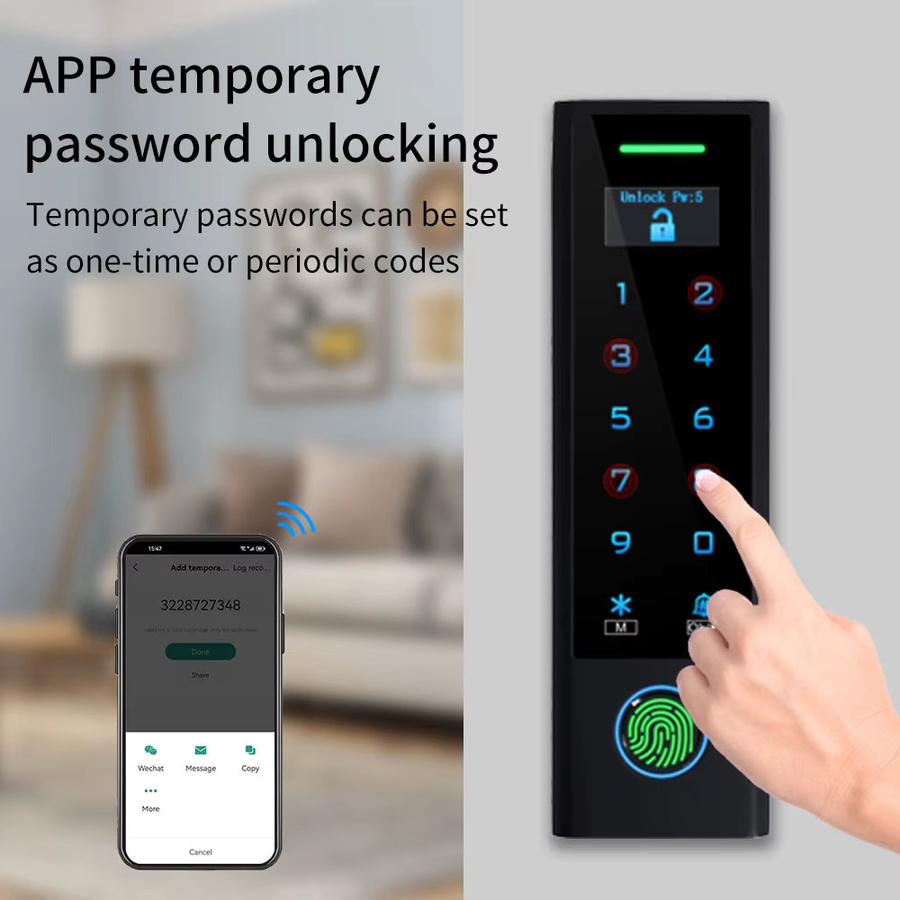 LUCKING DOOR WLAN Biometrie Fingerabdruck Zutrittskontrollsystem mit Video-Gegensprechanlage und RFID 125Khz in Schwarz - Bild 5