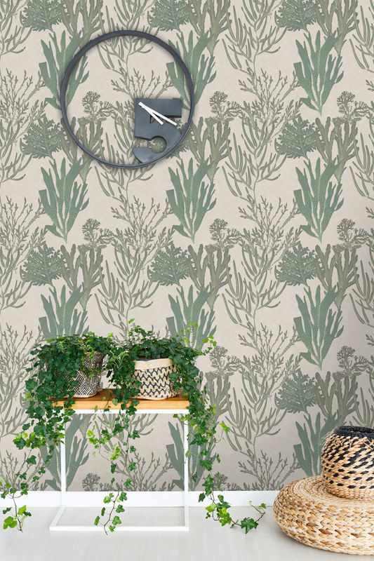 MINDTHEGAP Wandtattoo Mural Light Corals in Pale Green mit floralem Naturmotiv aus Non-Woven - Bild 2
