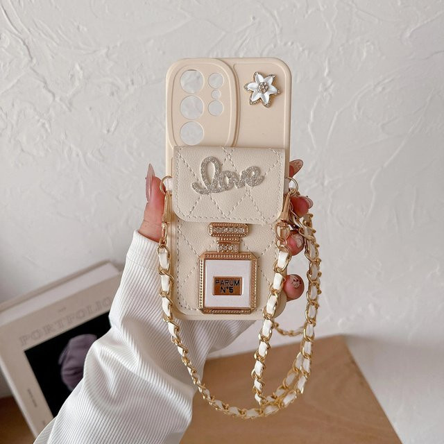Crossbody Leder Handyhülle mit Kartenhalter für Samsung Galaxy S25 S24 S23 S22 Ultra Plus A55 A54 A34 A24 A15 A14 A05 A05S 5G in Beige - Bild 1