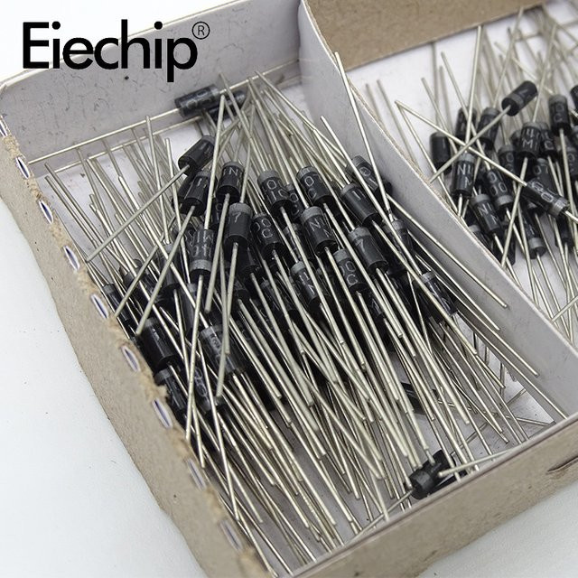 100 Stück Eiechip Gleichrichterdiode 1N4007 in Schwarz, 1A, 1200V, DIP DO-41 - Bild 1