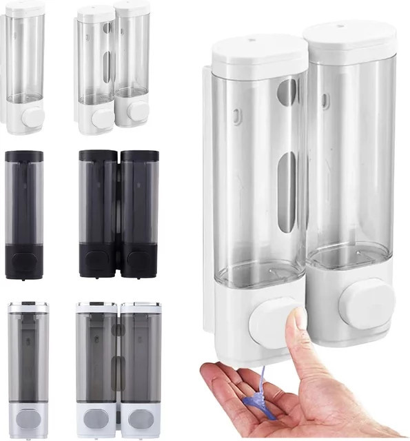 Alloet Seifenlotionsspender zur Wandmontage, nachfüllbarer manueller Flüssigkeitsspender für Badezimmer und Küche, Weiß, 300 ml - Bild 1