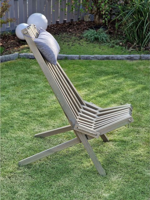 Garden Pleasure Relaxsessel FALUN aus Kiefernholz in Aschgrau mit Polstern und Armlehnen - Bild 2