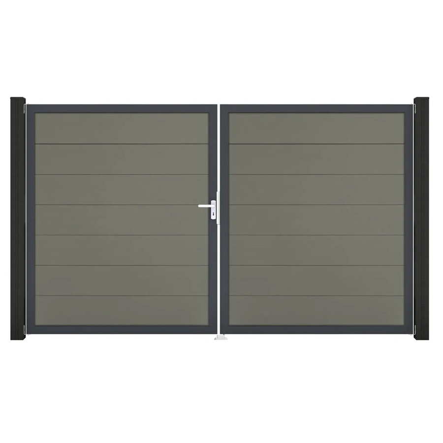 GroJa Steckzaun Tor Grande Doppel-Tor DIN Links in Grau aus Aluminium und BPC - Bild 2