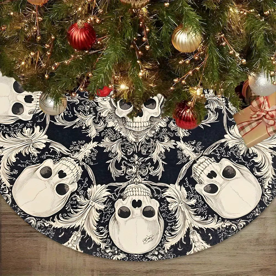 VIKAMA Totenkopf Weihnachtsbaumkleid in Schwarz für Party und Heimdekoration - Bild 6