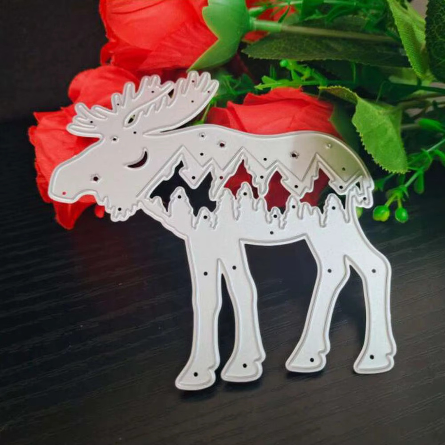 Metall Stanzformen für Scrapbooking und Bastelarbeiten mit Tier-Motiven wie Hirsch, Fledermaus, Igel und Frosch in Silber - Bild 3
