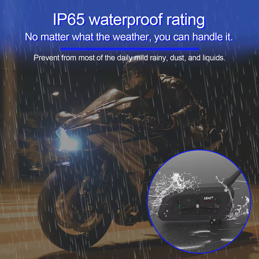EJEAS V7 Motorradhelm Bluetooth-Intercom Headset mit Bluetooth 5.1 für 7 Fahrer, 700 m Reichweite, Schwarz, IP65 wasserdicht - Bild 5