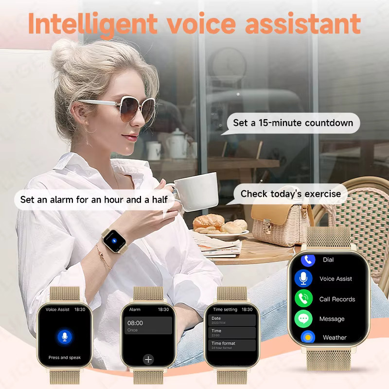 LIGE Smartwatch mit 1,83 Zoll HD-Display, Bluetooth-Anruffunktion, Herzfrequenz- und Schlafüberwachung sowie Aktivitätsverfolgung, wasserdicht, Farbe: Gold, kompatibel mit Android und iOS - Bild 3