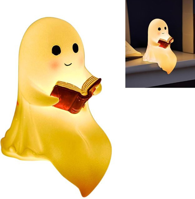 Geister-Lesebuchlampe als Halloween-Nachtlicht in Weiß mit warmweißem Licht - Bild 1