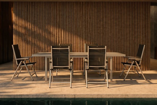 Kettler BasicPlus Pro Garten-Essgruppe für 6 Personen aus Aluminium und Textilene mit ausziehbarem Tisch in Anthrazit, Grau und Silber, Tischmaße: Breite: 180–240 cm, Tiefe: 100 cm, Höhe: 76 cm - Bild 1