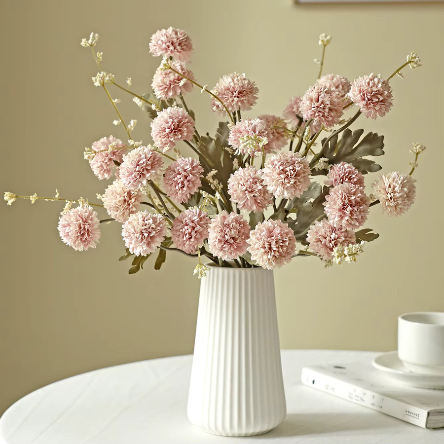 XIAOYINMO Seiden-Kunstblumen Chrysanthemen in Grau für Dekoration und Hochzeiten - Bild 2