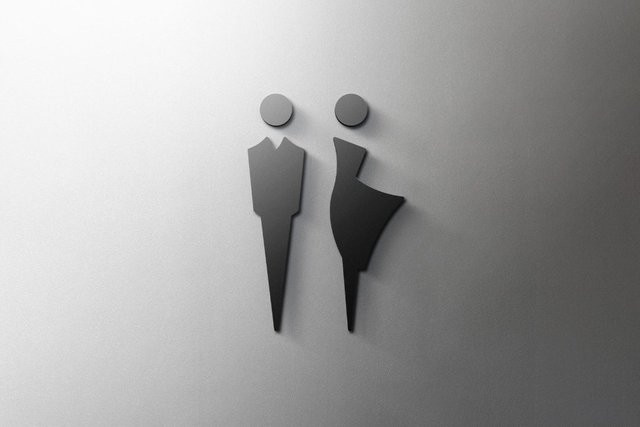 CIFBUY Unisex WC-Türschild Männlich & Weiblich aus Acryl in Schwarz, 3D-Design, selbstklebend - Bild 1