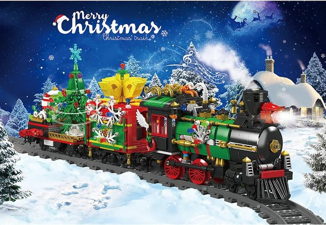 XMWL Weihnachtszug Baukasten, RC Eisenbahn, mit simuliertem Rauch und Musik, 1457 Teile - Bild 1
