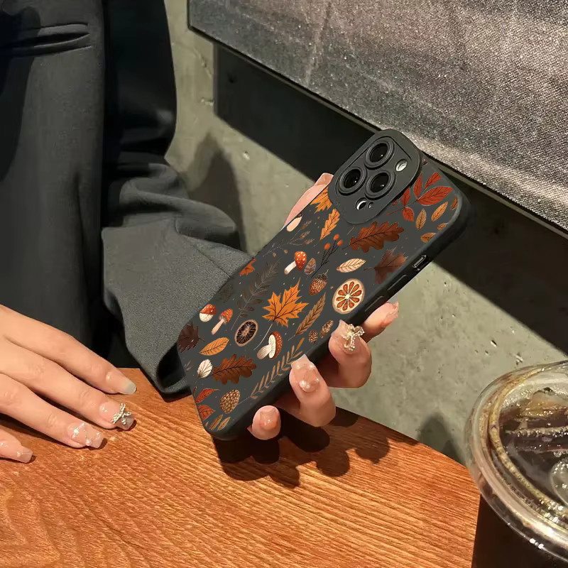 Silikon Handyhülle mit Herbst Blätter Muster für iPhone 11 bis iPhone 17 Pro Max, Soft Cover, Multicolour - Bild 4