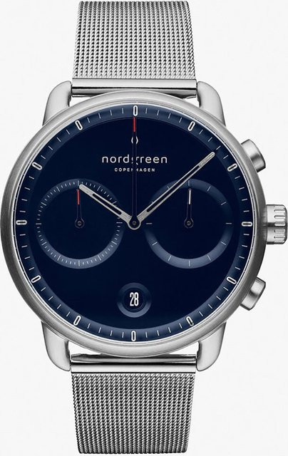 Nordgreen Herrenuhr Pioneer Chronograph, Quarz, Edelstahl, 42 mm, Blau - Bild 1