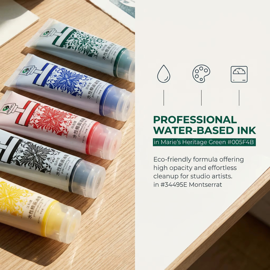 Marie's Wasserbasierte Druckfarbe Gelb 75ml für Linoleum, Holz und Weichblockoberflächen - Bild 2