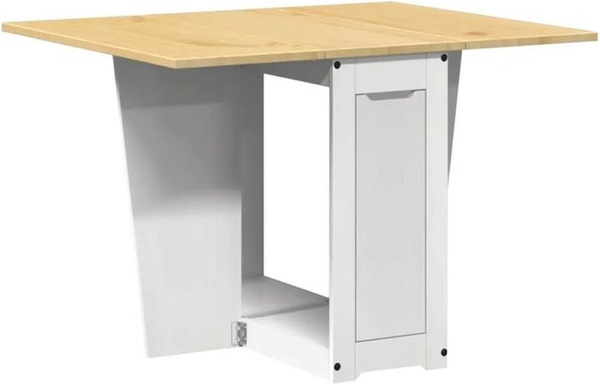 vidaXL Butterfly-Esstisch Corona aus Massivkiefer, klappbar, Weiß/Braun, B/T/H: 100 x 75 x 78 cm