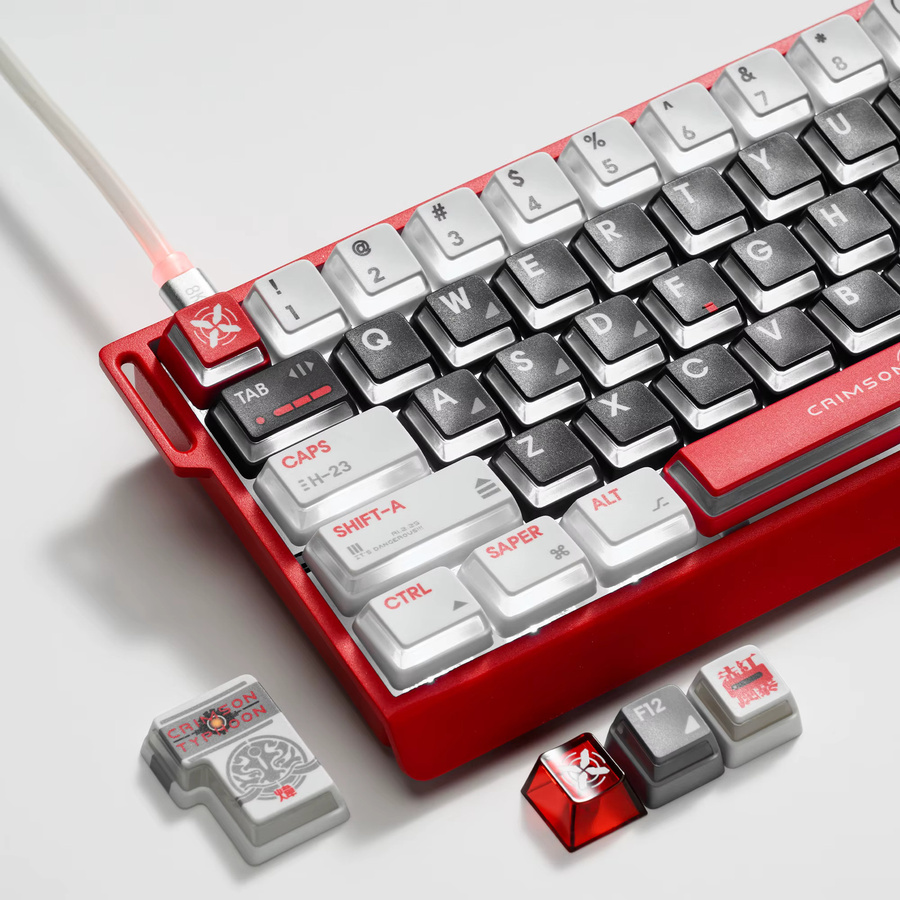 XVX Esports Gaming Tastenkappen aus PBT+PC mit seitlicher Durchscheinung in Rot - Bild 5