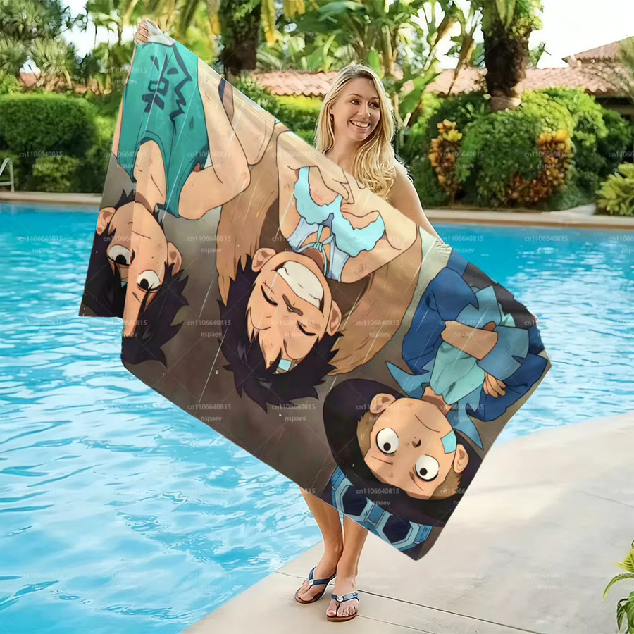 Bandai One Piece ASL Brothers Strandtuch mit Luffy Ace Sabo Print, schnell trocknendes Polyester-Handtuch, Multicolor - Bild 4