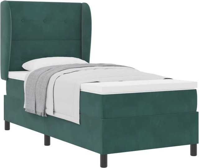 vidaXL Boxspringbett mit Matratze aus Samt in Grün, B/T: 200 x 100 cm - Bild 1