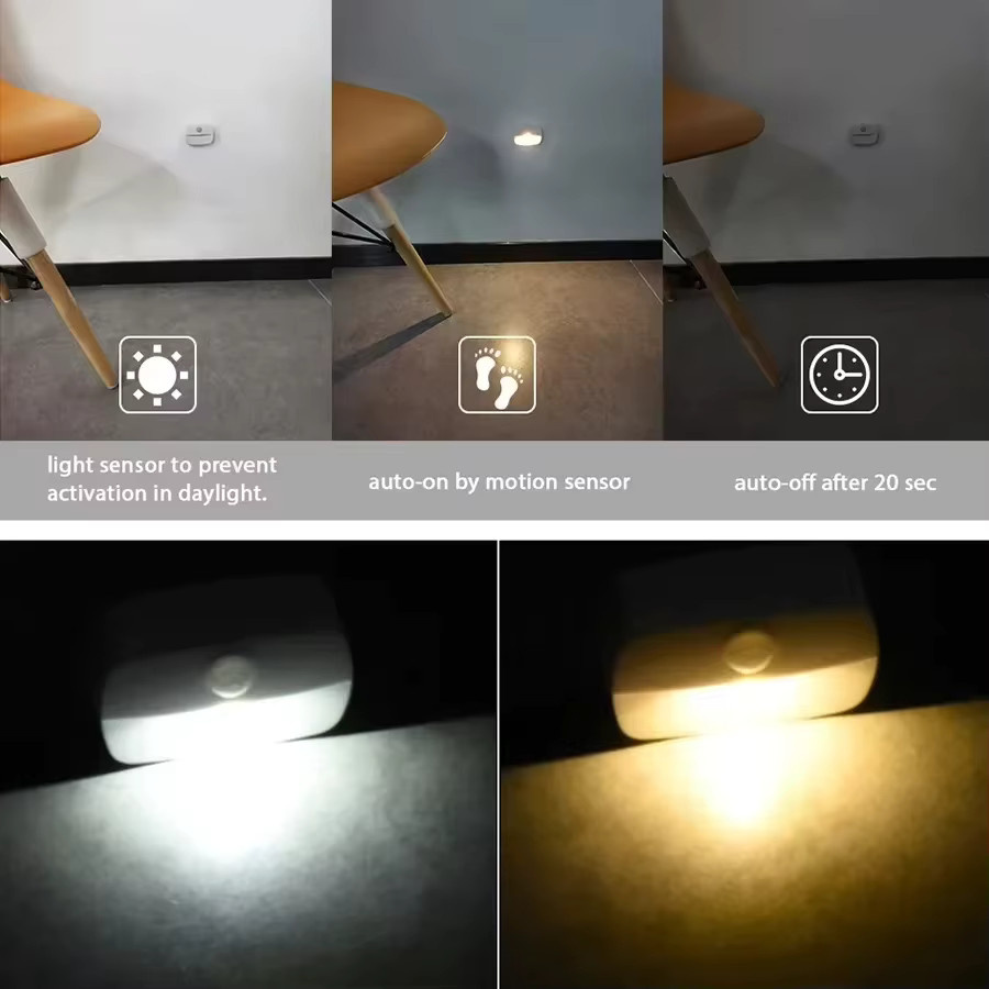 NEWBIRTH Kabelloses LED-Nachtlicht mit Bewegungsmelder, warmweiß, wiederaufladbar für Treppen, Flur und Schrank - Bild 4