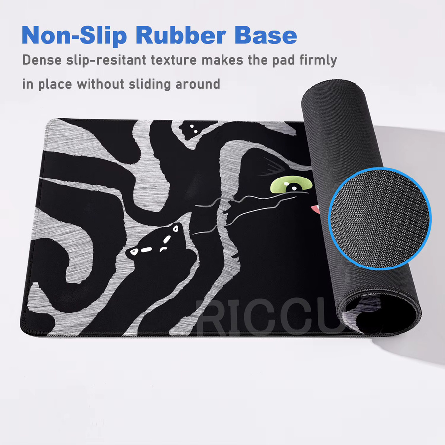 Riccu XXL Gaming Mauspad mit HD-Druck Ink Cat Motiv in Multicolour aus Naturkautschuk - Bild 3