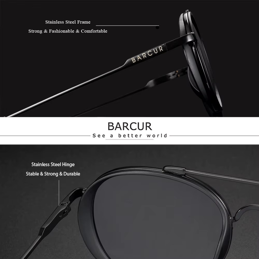 BARCUR Sonnenbrille, Vollrand, Round, black - Bild 2
