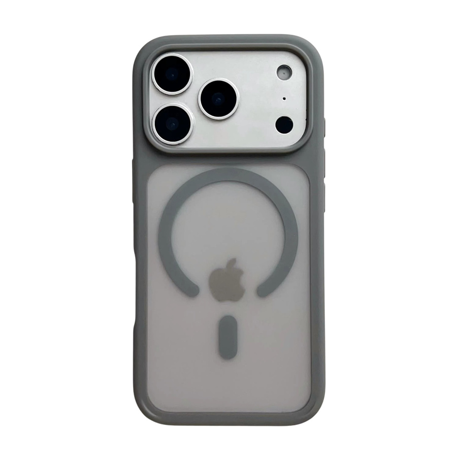 NYFundas Stoßfeste MagSafe Handyhülle für iPhone 17, iPhone 17 Pro und iPhone 17 Pro Max in Transparent und Grau mit mattem Finish - Bild 2