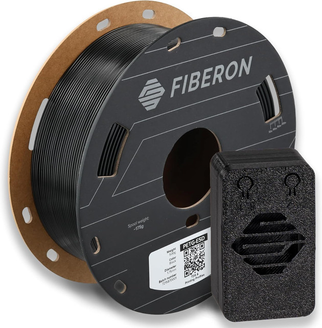 Polymaker Fiberon PETG-ESD Filament 1,75mm Schwarz 0,5kg für FDM 3D-Drucker - Bild 1